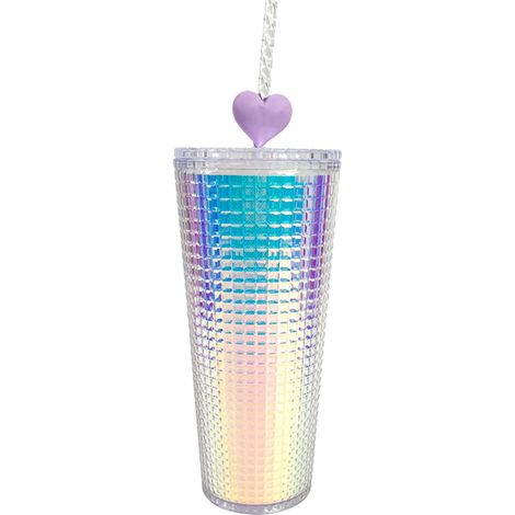 Bouteille scintillante double paroi, gourde cœur avec paille, grande capacité 1L, couvercle large, effet laser (1/5)