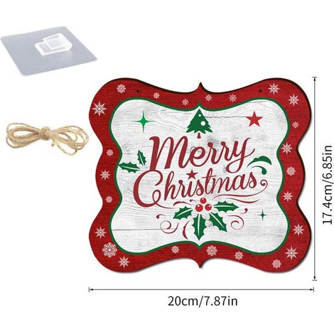Plaque En Bois - Décoration De Porte Pour Noël Et Nouvel An - Motif Festif Suspendu - 1 Pièce (1/5)
