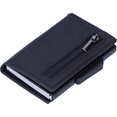 Porte-cartes antimagnétique en alliage d'aluminium, étui à cartes de crédit portable, portefeuille noir X-72 (1/5)