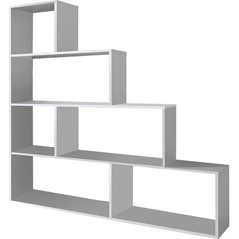 Libreria bifacciale bianco lucido 145x29x145 cm divisorio senza schienale (1/2)