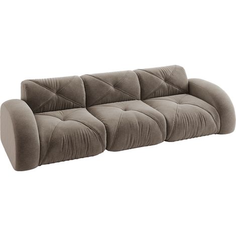 ELVMI Rahmenloses Modulsofa 3-Sitzer in Chenille mit 32D Schaum, rutschfestes Design, Taupe (1/5)