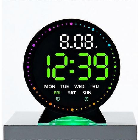 Réveil électronique LED, horloge multifonctionnelle, réveil numérique de chevet avec veilleuse, horloge électronique 5521, boîtier blanc, lumière orange. (1/5)