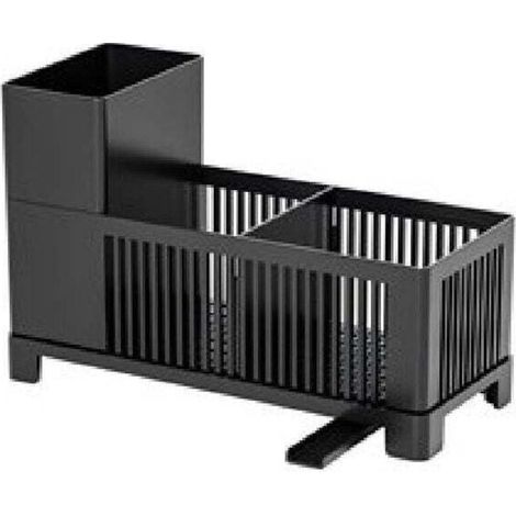 Organisateur d'évier et organisateur d'évier de cuisine, support d'éponge noir, support de rangement de comptoir de cuisine en plastique, (1/4)