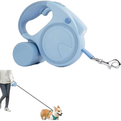 Correa retráctil para perros con linterna y dispensador, correa retráctil para paseos seguros y cómodos con tu mascota (1/5)