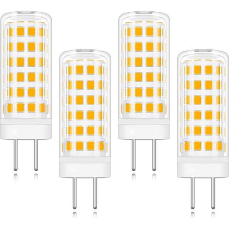 Paquete de 4 bombillas LED GY6.35 de 9 W, AC/DC 220 V, luz blanca cálida de 3000 K, equivalentes a una bombilla halógena de repuesto de 9 W [Clase energética A+]. (1/5)