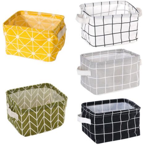 Mini panier de rangement (lot de 5) - Bacs de rangement mixtes pour maquillage, livres, jouets pour bébé, 20,5 x 16 x 14 cm, sac de rangement en toile pour décoration d'intérieur (1/4)