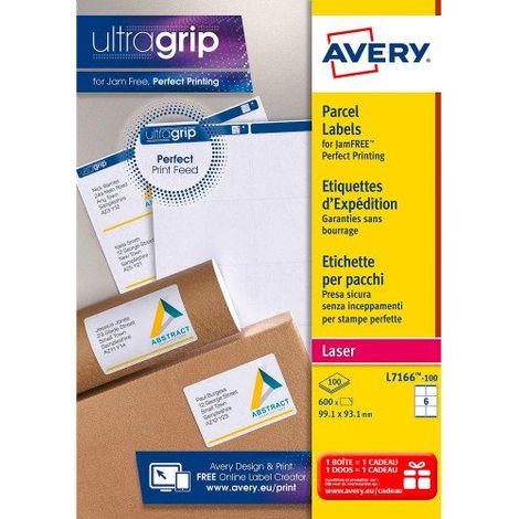 Etiquettes adresses laser 99,1 x 93,1 mm Avery L7166-100 - Boîte de 600 (1/3)