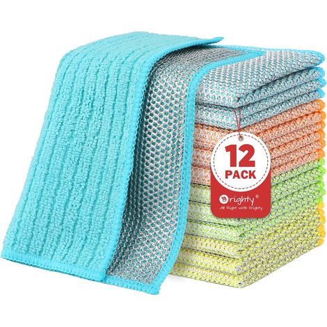 Torchon multifonction en fil métallique pour la vaisselle 12 pièces, torchons de nettoyage en fil métallique à double couche améliorés sans rayures, nettoyeur en acier réutilisable pour la (1/5)