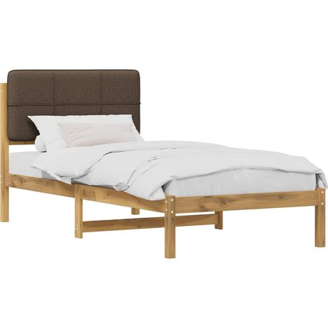 Estructura de Cama con Cabecera Tapizada Blanco lavado y topo vidaXL (1/5)