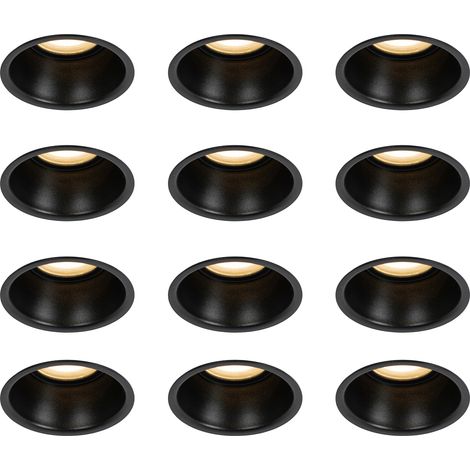 Set mit 12 schwarzen Einbauleuchten GU10 50mm IP44 - Dept