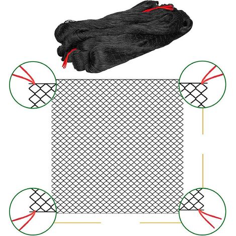 Verstärktes schwarzes Nylon-Katzennetz, 7,5 x 7,5 Meter – bissfest und UV-beständig – mit Haken zur einfachen Montage –