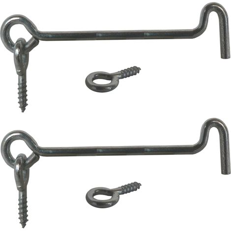 Cyclingcolors – Lot de 2 crochets d'arrêt avec vis à œillet 3,3x60mm – Acier argenté – Pour fermeture porte bois contrevent – Crochet attache verrou