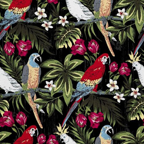 Tela decorativa para exteriores Oxford - motivo de plantas tropicales y loros I DX634 (1/5)