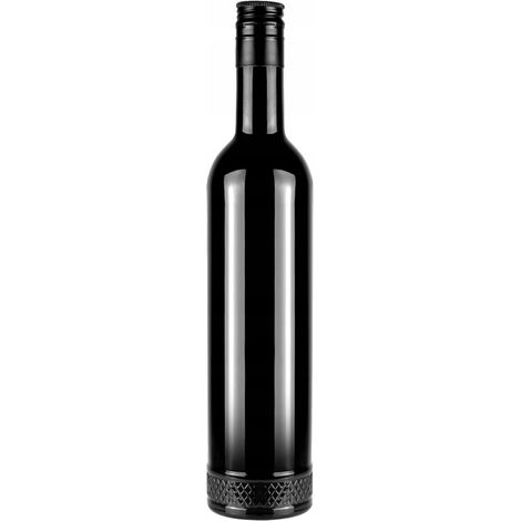 Botella de vidrio CRYSTAL 500ml NEGRA ELEGANTE para vodka o licor. Regalo.