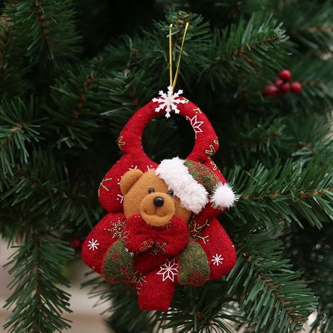 Weihnachtliche Christbaumkugeln aus Stoff, kleine Hängeornamente, Weihnachtsmann, Bär, Rentier, Schneemann-Puppen, Hängeornamente