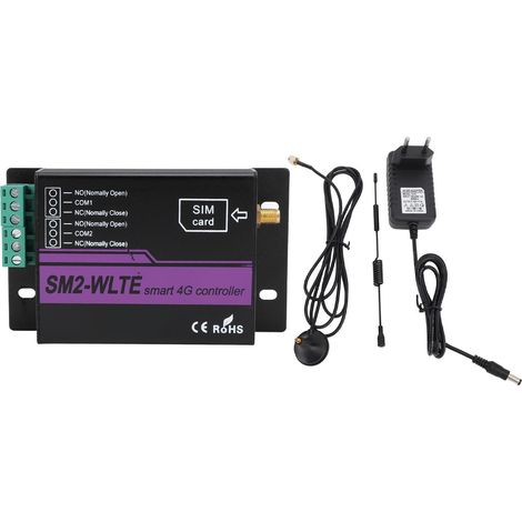 Ortviai Contrôleur d'alarme 4G SMS 2 voies SM2-WLTE-EA avec application, liaison température/humidité et détection coupure électrique (1/5)