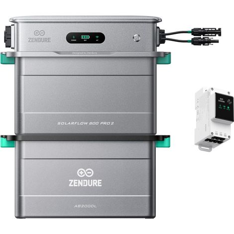 Zendure SolarFlow 800 Pro 2 - Stockage énergétique solaire domestique 800W, gestion intelligente, IP65, avec Compteur intelligent 3CT, AB2000L
