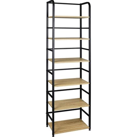 WOLTU Standregal mit 6 Ablage 50x30x176cm Eiche Hell (1/5)
