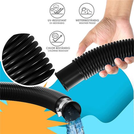 Accessoires de piscine Tuyau de piscine noir A18E-6,3 m, diamètre 32 mm, avec collier de serrage, outil de remplacement pour nettoyeur de piscine (1/5)