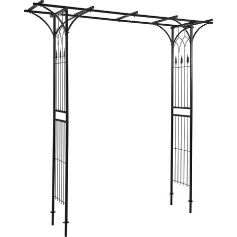 Rosenbogen / Rosenspalier / Tor-Bogen Mailand, schwarz, 204x51x207 cm Rank-Hilfe (1/5)