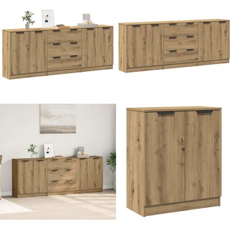 vidaXL Sideboards 3 Stk. Artisan-Eiche 60x30x70 cm Holzwerkstoff (1/5)