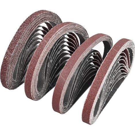 Bandes Abrasives - 13 x 457 mm - Grains 40 60 80 120 - Pour Ponceuse À Bande Portative Ou Fixe - Lot De 40 (1/5)
