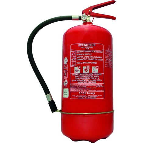 EXTINCTEUR HOMOLOGUE POUDRE 9KG AVEC MANO-ANAF FIRE PROTECTION -S16459