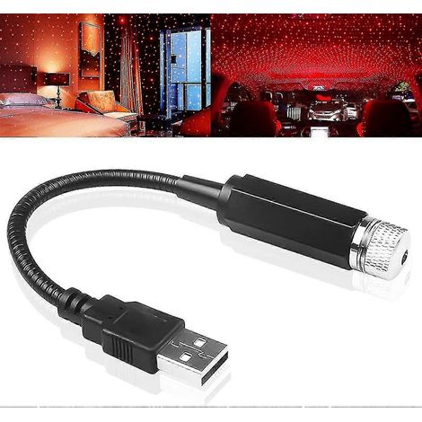 Proyector de luz nocturna USB, luz de techo de coche con efecto estrella 2 en 1. La proyección cambia automáticamente y la música cambia sincrónicamente. Luz nocturna decorativa (roja). (1/5)