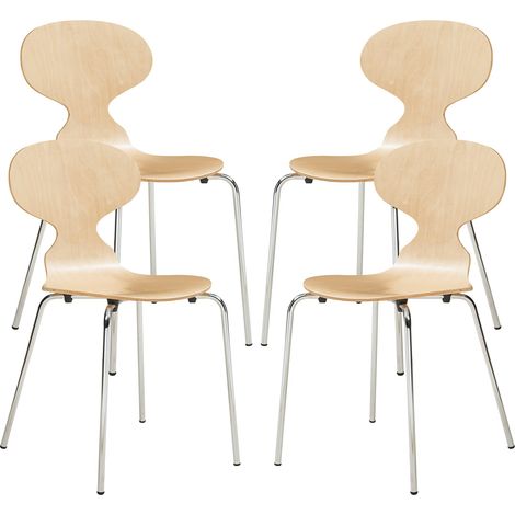 Set di 4 sedie da pranzo 80 x 47 x 48 cm design moderno e robusto finitura naturale/cromata 030009836