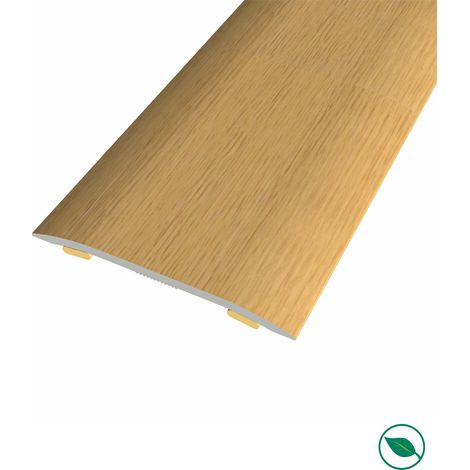 Forestea – Barre de seuil adhésive alu replaqué chêne vernis mat – Longueur 135 cm – Largeur 3,7 cm – Hauteur 2,3 mm – Installation facile sans accessoires (1/2)