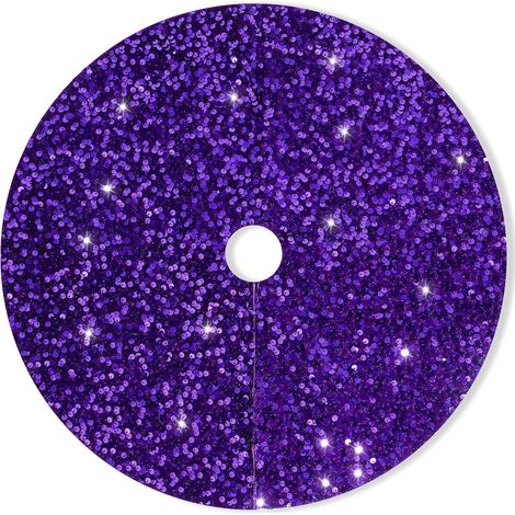 CCYKXA Glitzernde Weihnachtsbaumdecke (48 Zoll), lila. Mit leuchtendem Glitzerdesign und einfacher Montage dank Klettverschluss. (1/5)