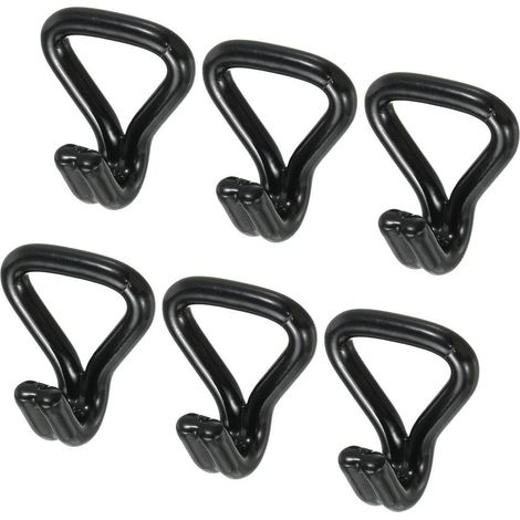 Lot de 6 crochets J à cliquet double, capacité de charge 0,8t, pour sangles d'arrimage 1", camions, remorques