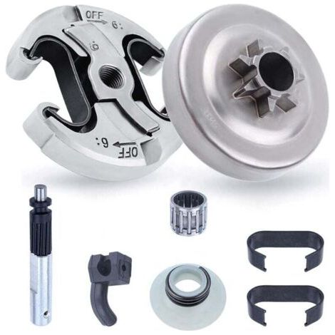 Pignone e frizione per Husqvarna 345 445 340 450, pignone catena da 0,325", passo 6 denti + tamburo frizione + cuscinetto, kit accessori motosega 8 in 1