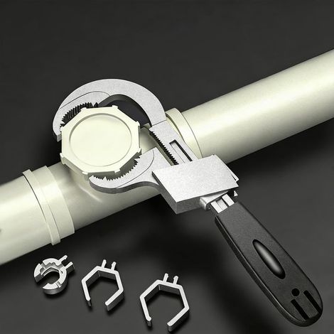 1 Clé de plomberie, aluminium, tête à cliquet fixe, finition polie, pour évier et raccords (1/5)