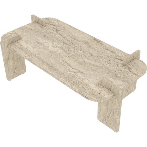 Couchtisch aus Holz "Lovge" 120 x 60 x 35 cm - Travertin