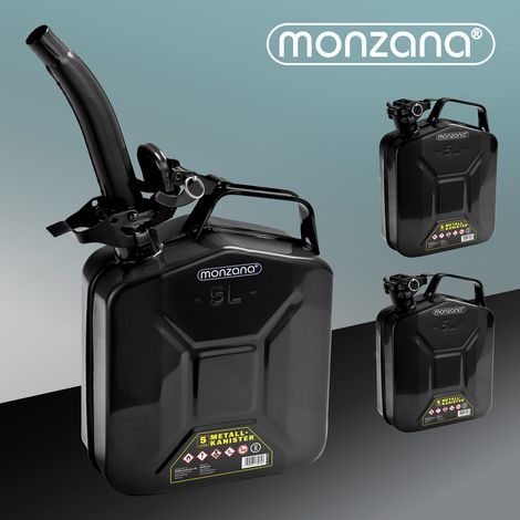 MONZANA® Metallkanister 3er-Set inkl. Ausgießer 5L 35x24x12cm schwarz