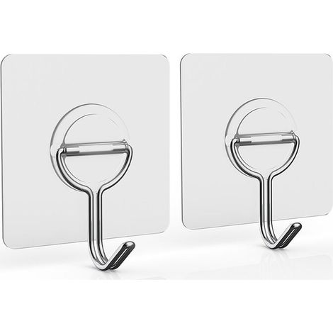 Confezione da 8 ganci autoadesivi da parete, 5 kg (max), ganci autoadesivi per asciugamani, ganci adesivi trasparenti senza foratura, ganci impermeabili per bagno, cucina, lavanderia (1/5)