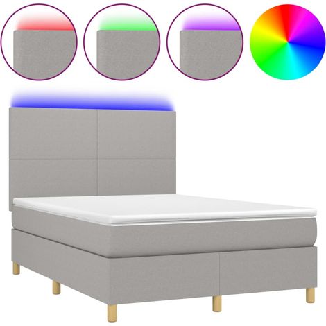 Maison Exclusive - Boxspringbett mit Matratze & LED Hellgrau 140x