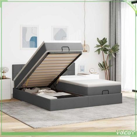 Cadre de lit ottoman avec matelas - FAF7291712432910 - gris foncé - 160x200 cm - rangement hydraulique (1/5)