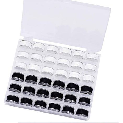 Lot de 36 fils à bobine pour machine à coudre avec boîte de rangement Kit de couture de voyage Mini kit de couture pour frère, Babylock, Janome, Elna, Kenmore (1/5)