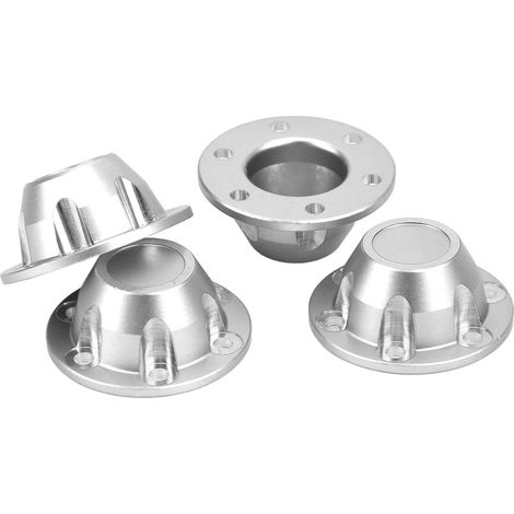 Staubschutzkappe für Radnaben aus Aluminiumlegierung für AXIAL 1/6 SCX6 JLU ferngesteuerte Autos, silberfarben (1/5)