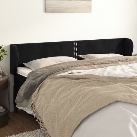 Kopfteil mit Ohren Schwarz 203x23x78/88 cm Samt (1/5)