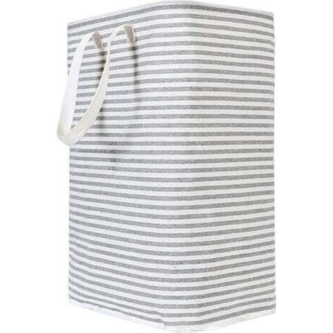 Panier à linge pliable gris de 72 litres, 40x30x60cm, tissu imperméable,Panier à linge sale pliable en tissu rayé