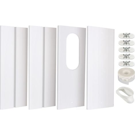 XEPHO 4PCS Kit de Plaque Fenêtre Climatiseur Mobile, Kit de Glissière de Fenêtre Climatiseur Portable, Kit Calfeutrage Fenêtre Coulissante Climatiseur Mobile