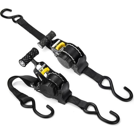 Sangles d'arrimage rétractables avec cliquet, lot de 2, 330cm, capacité de charge 700kg