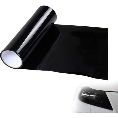 Film Teinté pour Voiture,Films Teinté Phare,Film pour Phares,Films Adhésif Vitre Teinte en Vinyle Transparent Autocollant pour Feux Arrière de Voiture Antibrouillard Brillant (Noir Foncé,30x120cm)