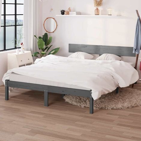 Teenpull – Massivholzbett Grau Kiefer 200x200 cm (1/5)