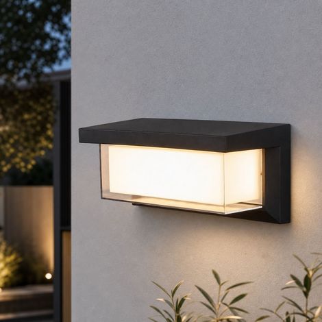 Applique Murale Extérieure Solaire IP65 Étanche, Détection Crépusculaire Auto, ABS Durable, Lumière Chaude 18W, Installation Sans Perçage pour Jardin Terrasse (1/4)