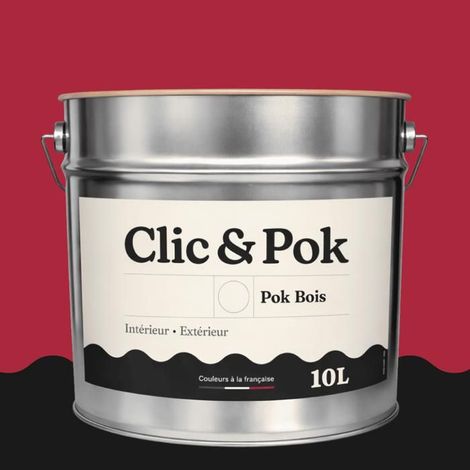Peinture Bois Extérieur – POK BOIS - 10L - RAL 3027 - Rouge framboise- Résistante aux intempéries - Ne s'écaille pas