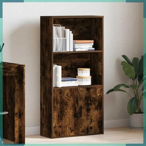 Bibliothèque - 860422 - chêne fumé - 60 x 24 x 120 cm - bois d'ingénierie (1/5)